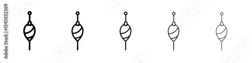 Fishing float icon thin outline logo mark set