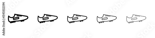 football soccer shoes icon thin outline logo mark set