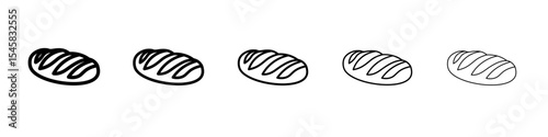 fresh bread icon thin outline logo mark set