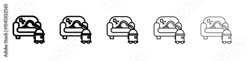 Furniture dry cleaning icon thin outline logo mark set