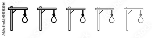 gallows icon thin outline logo mark set