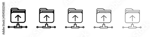 FTP navigate up icon thin outline logo mark set
