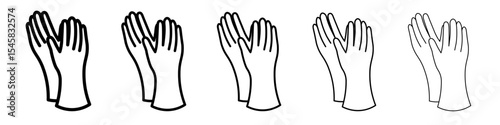 Garden gloves icon thin outline logo mark set