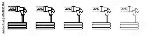 garden hose icon thin outline logo mark set