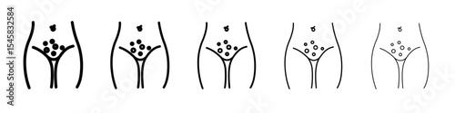 Genital rash icon thin outline logo mark set