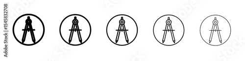 geometric compass icon thin outline logo mark set