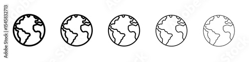 globe icon thin outline logo mark set