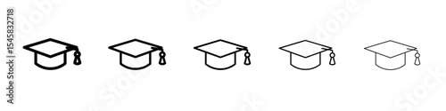 Graduation icon thin outline logo mark set