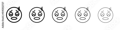 Guilty face emoji icon thin outline logo mark set