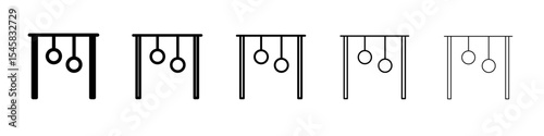 Gymnastic ring icon thin outline logo mark set