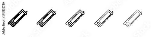 hacksaw icon thin outline logo mark set