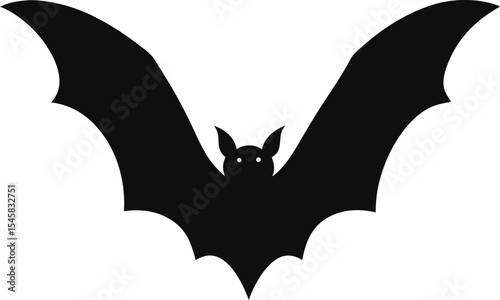 Soaring Bat Silhouette: A Mysterious Outline of the Nocturnal Mammal in Flight, Perfect for Symbolizing Night, Stealth, and Unique Avian-Like Motion on a Clean White Canvas.