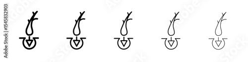 hair transplant icon thin outline logo mark set