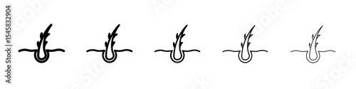 Hair Split Ends icon thin outline logo mark set