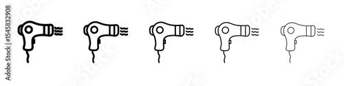 Hairdryer icon thin outline logo mark set