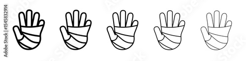 hand accident icon thin outline logo mark set