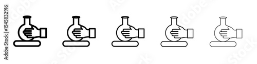 Handmade pottery icon thin outline logo mark set