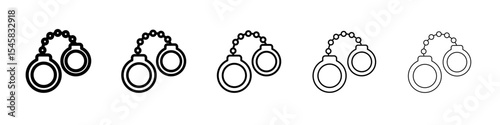 Handcuffs icon thin outline logo mark set