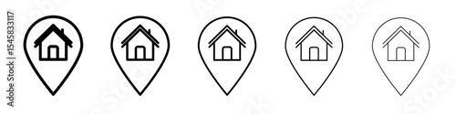Home Address icon thin outline logo mark set
