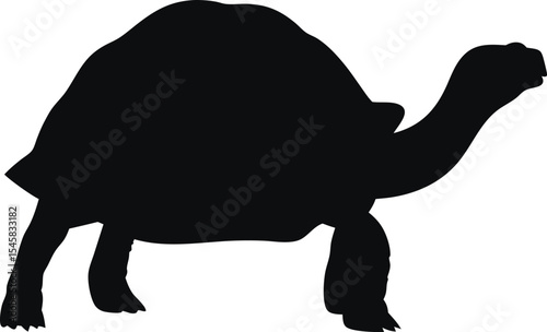 Lumbering Tortoise Silhouette: A Slow-Moving Outline of the Ancient Reptile, Ideal for Capturing Longevity and Patient Progress for Peaceful Designs on White Background.