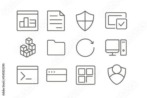 Futuristic interface icons on gray metallic background