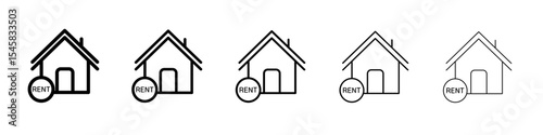 House rent icon thin outline logo mark set
