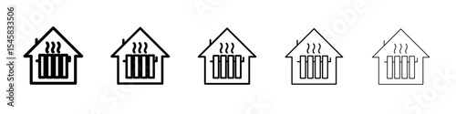House heating icon thin outline logo mark set