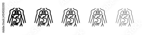 human body anatomy icon thin outline logo mark set