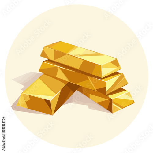 Golden metal bars in geometric style on light background  