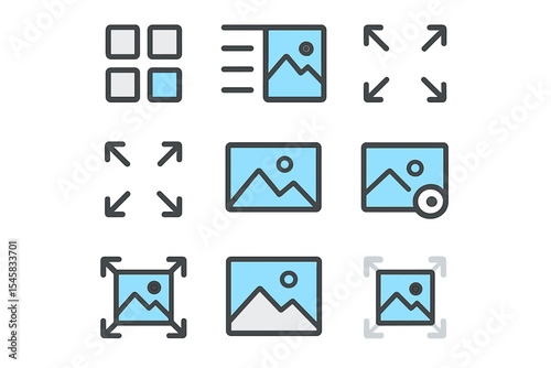 Ui design icons for image editing and layout alignment tools