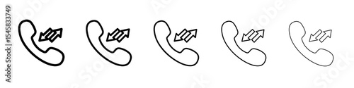 incoming outgoing calls icon thin outline logo mark set