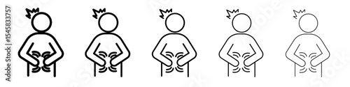 Indigestion icon thin outline logo mark set