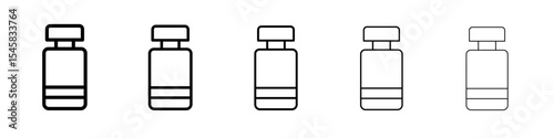 injection vial icon thin outline logo mark set