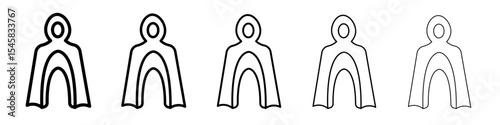 Invisibility Cloak icon thin outline logo mark set