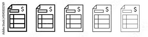 Invoice icon thin outline logo mark set