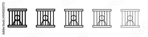 jail criminal prisioner icon thin outline logo mark set