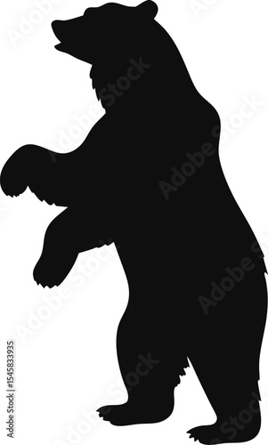 Powerful Grizzly Bear Silhouette: A Massive Outline of the Iconic North American Apex Predator, Ideal for Symbolizing Untamed Wilderness and Immense Strength on White Background.