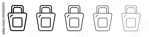 kettlebell icon thin outline logo mark set