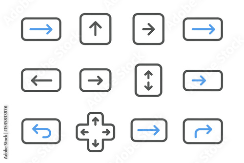Glowing arrow keypad with blue directional arrows on metallic background