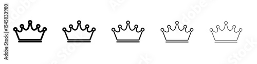 king crown icon thin outline logo mark set
