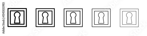key hole icon thin outline logo mark set