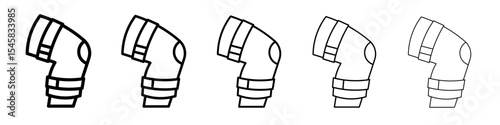 Knee Orthopedic Brace icon thin outline logo mark set