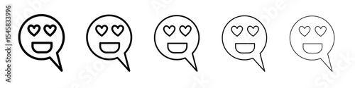 Lady Love Smiley Message icon thin outline logo mark set