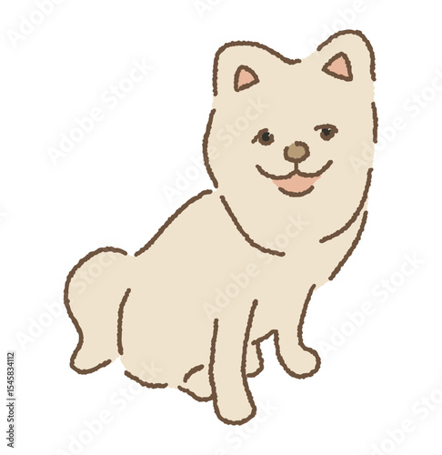 미소를 짓고 있는 귀여운 강아지 손그림 일러스트