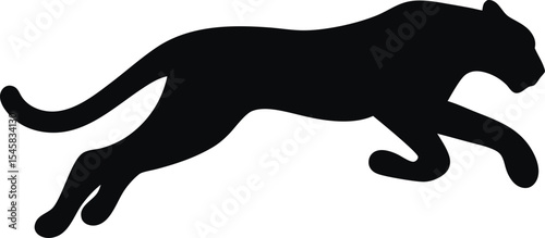 Swift Cheetah Silhouette: A Dynamic Outline of the Fastest Land Animal in a Sprint, Ideal for Capturing Unmatched Speed and Grace for Energetic Designs on White Background.