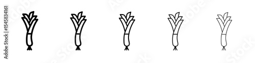 leek icon thin outline logo mark set