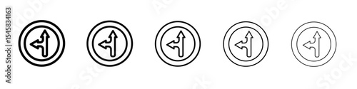 Left side road icon thin outline logo mark set