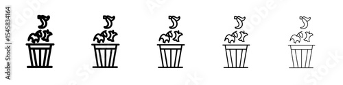 Leftovers Disposal icon thin outline logo mark set