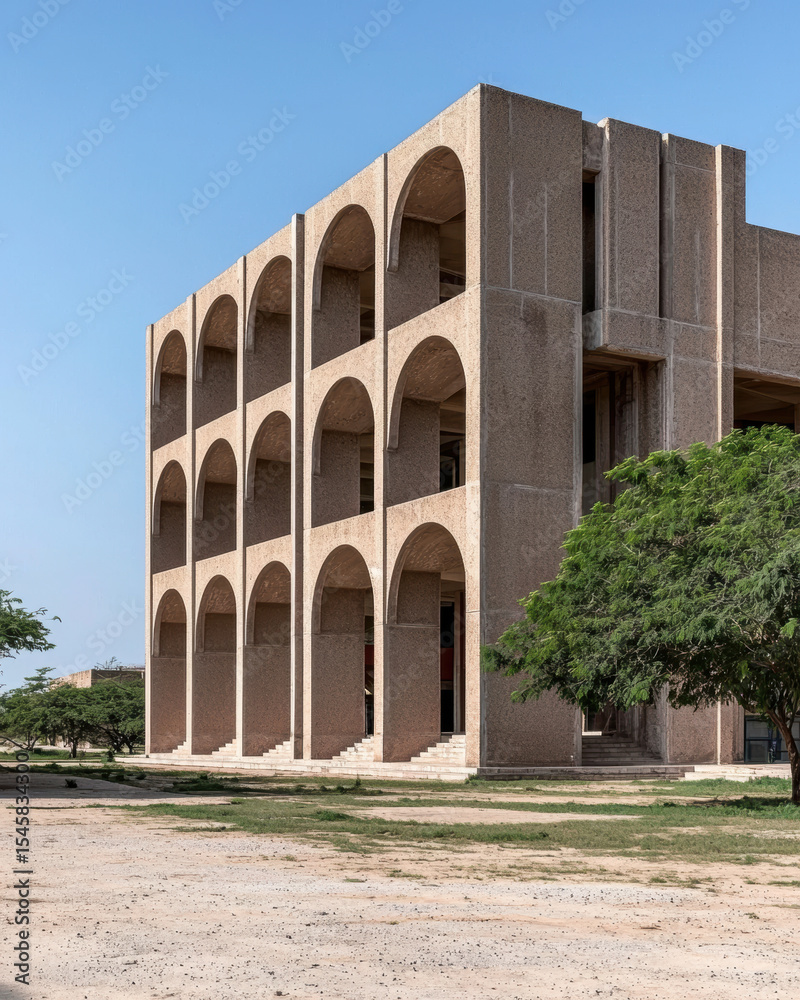 Fototapeta premium school where architecture is puzzle of living geometry, showcasing unique design and structure