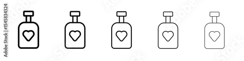 Love Elixir icon thin outline logo mark set